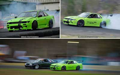 Drift car demonstrating increased power and acceleration