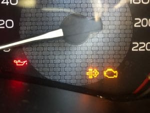 DPF filter warning light on a diesel dashboard